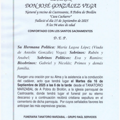 EL SEÑOR DON JOSÉ GONZÁLEZ VEGA