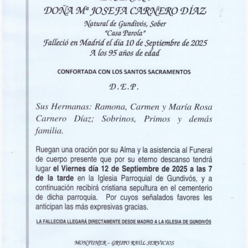 LA SEÑORA DOÑA MARIA JOSEFA CARNERO DIAZ