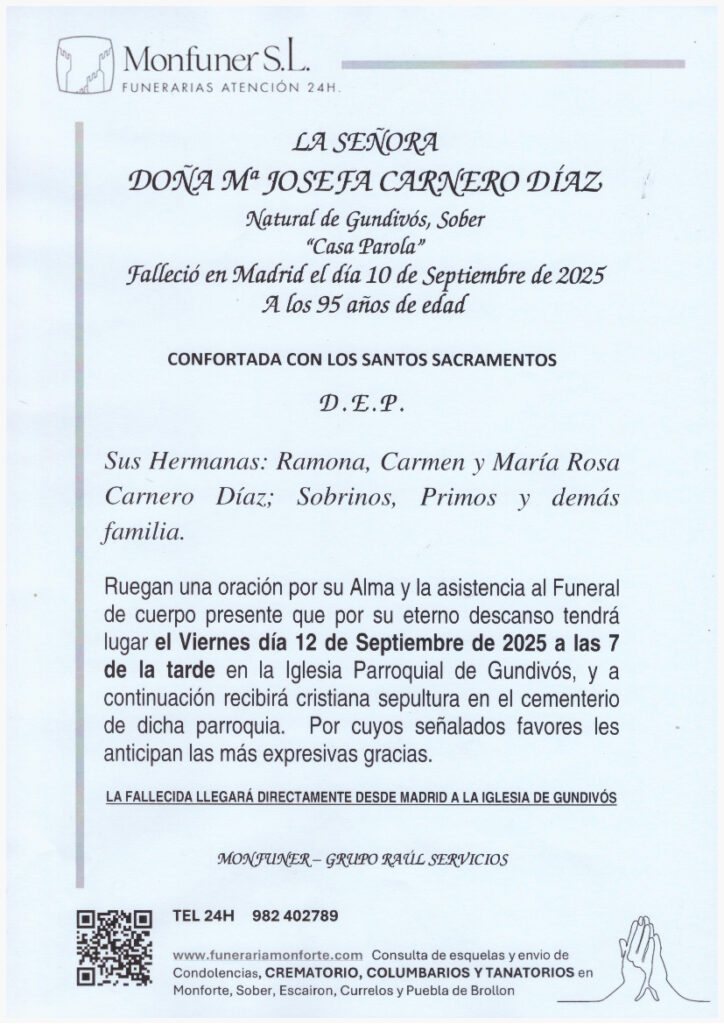 LA SEÑORA DOÑA MARIA JOSEFA CARNERO DIAZ