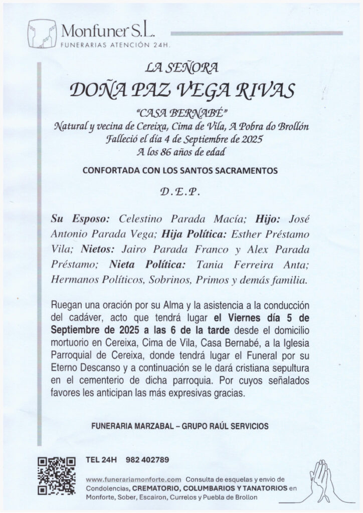 LA SEÑORA DOÑA PAZ VEGA RIVAS