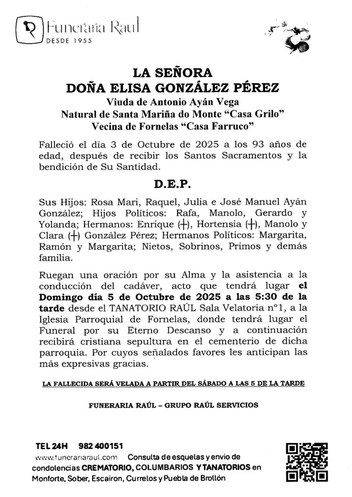 LA SEÑORA DOÑA ELISA GONZALEZ PEREZ