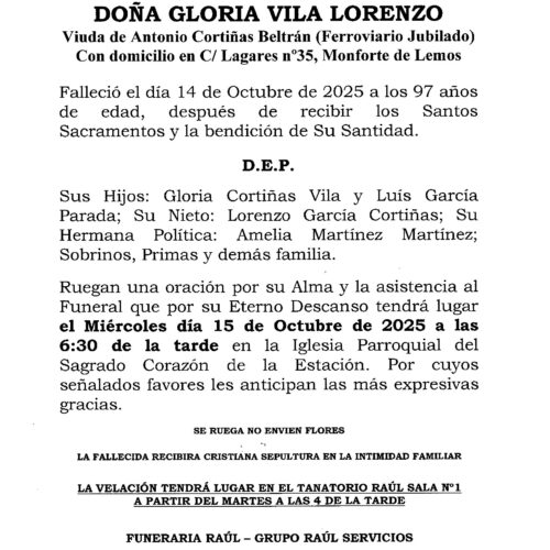LA SEÑORA DOÑA GLORIA VILA LORENZO