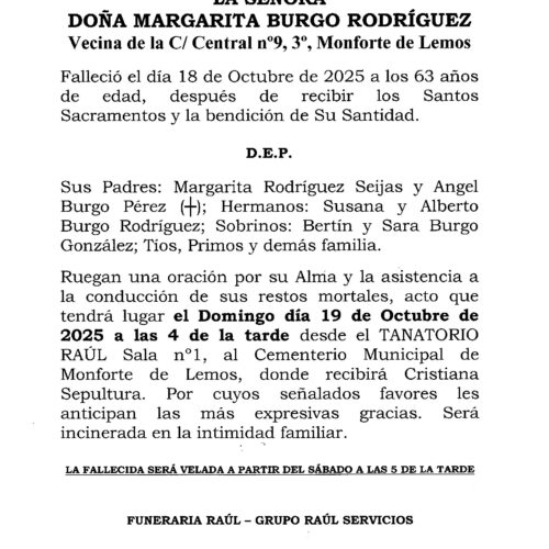 LA SEÑORA DOÑA MARGARITA BURGO RODRIGUEZ
