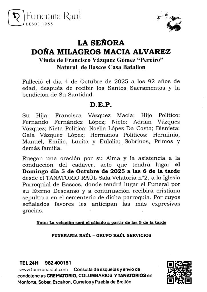 LA SEÑORA DOÑA MILAGROS MACIA ALVAREZ