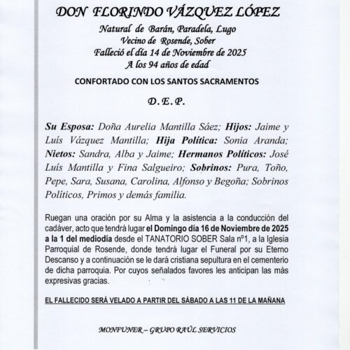 EL SEÑOR DON FLORINDO VÁZQUEZ LÓPEZ