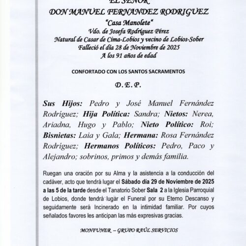 EL SEÑOR DON MANUEL FERNANDEZ RODRIGUEZ