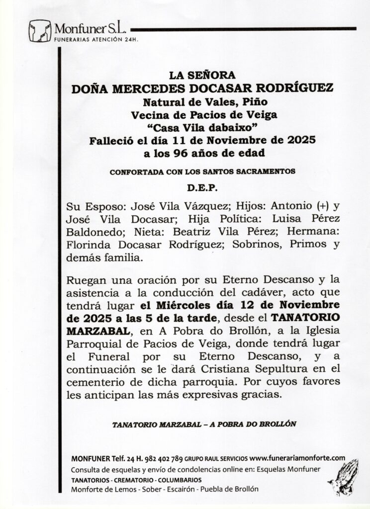 LA SEÑORA DOÑA MERCEDES DOCASAR RODRIGUEZ