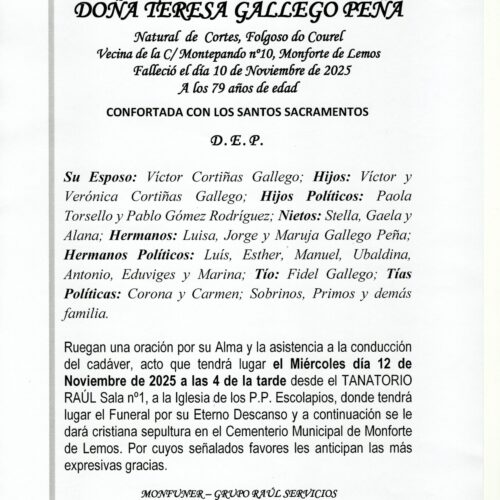 LA SEÑORA DOÑA TERESA GALLEGO PEÑA