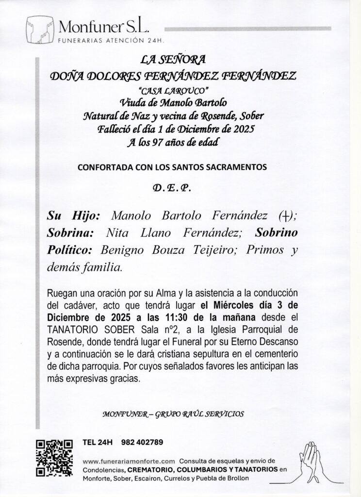 LA SEÑORA DOÑA DOLORES FERNANDEZ FERNANDEZ