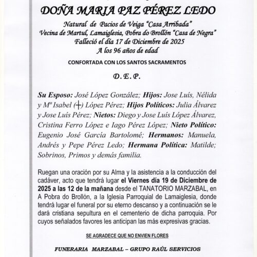 LA SEÑORA DOÑA Mª PAZ PÉREZ LEDO