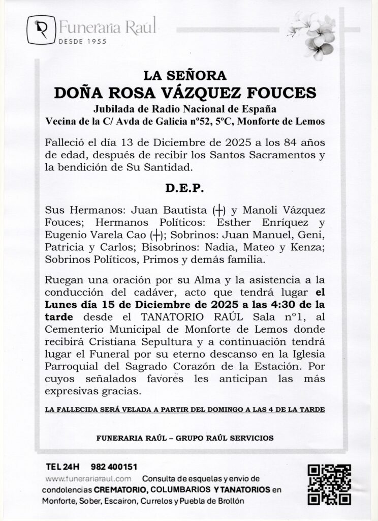 LA SEÑORA DOÑA ROSA VÁZQUEZ FOUCES