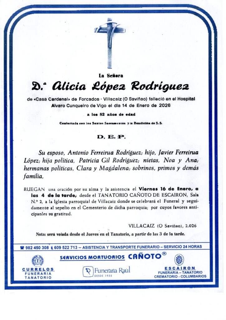 LA SEÑORA DOÑA ALICIA LOPEZ RODRIGUEZ