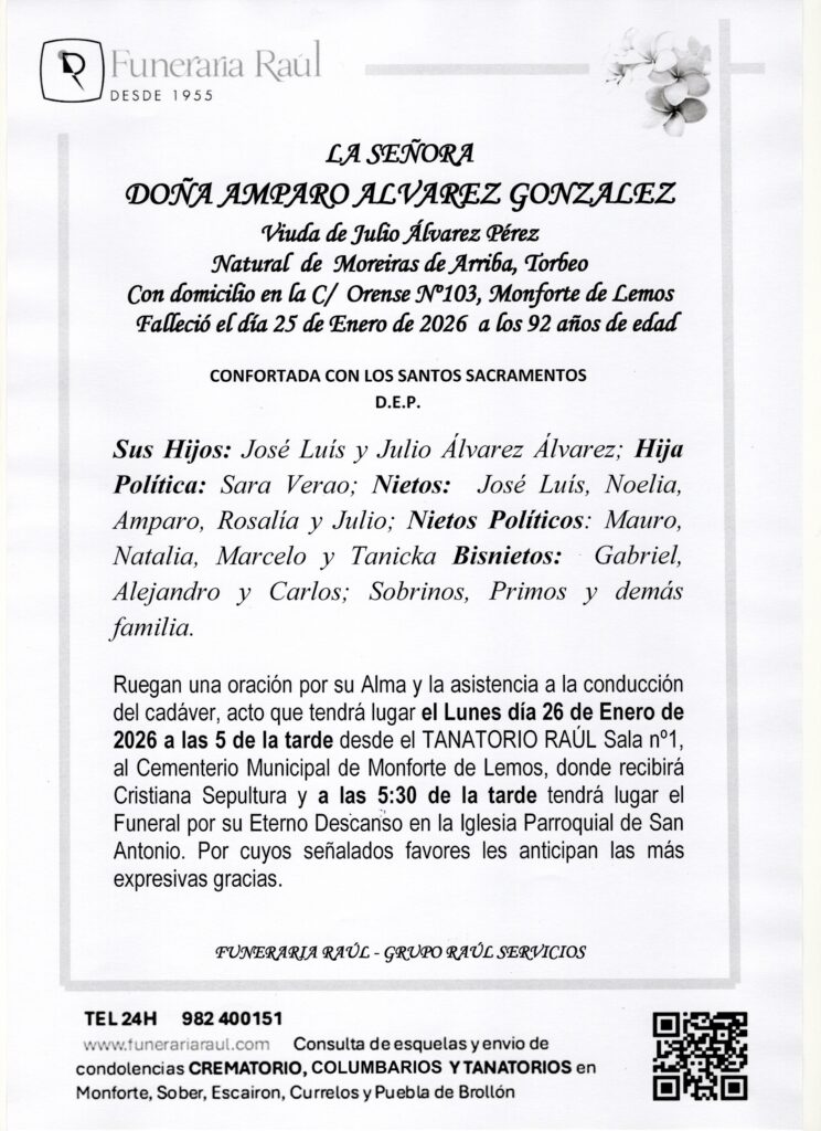 LA SEÑORA DOÑA AMPARO ALVAREZ GONZALEZ