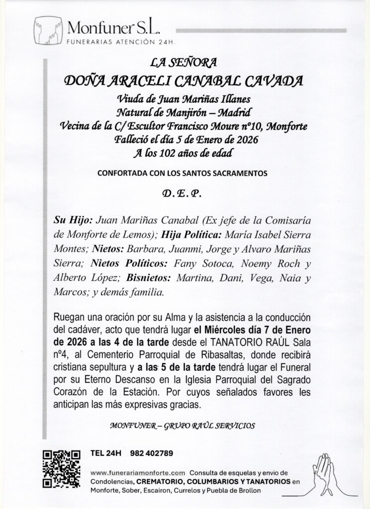 LA SEÑORA DOÑA ARACELI CANABAL CAVADA