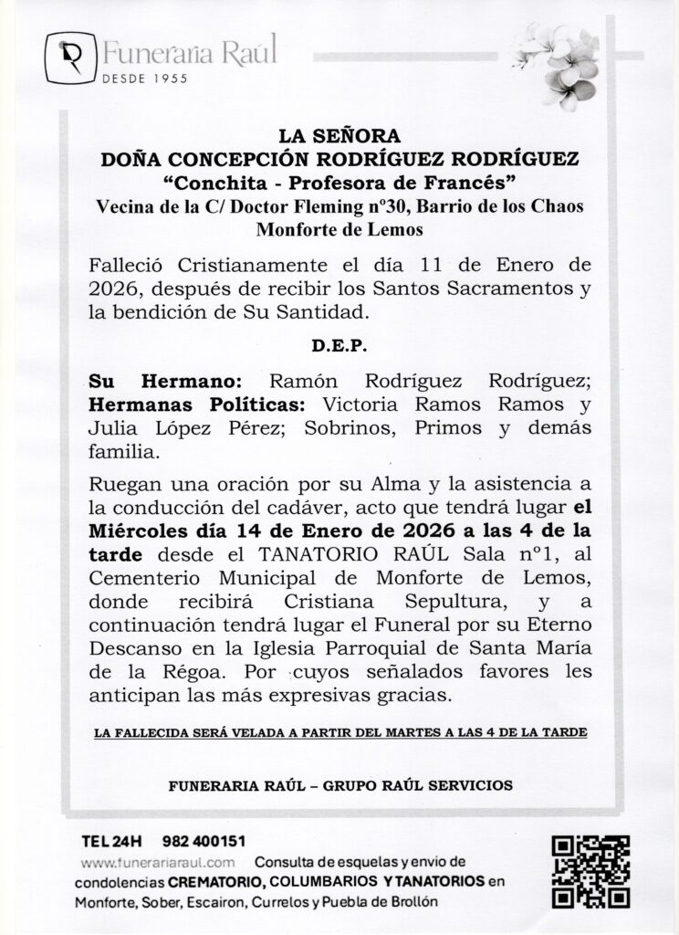 LA SEÑORA DOÑA CONCEPCION RODRIGUEZ RODRIGUEZ