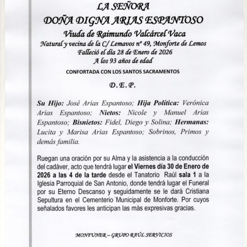 LA SEÑORA DOÑA DIGNA ARIAS ESPANTOSO