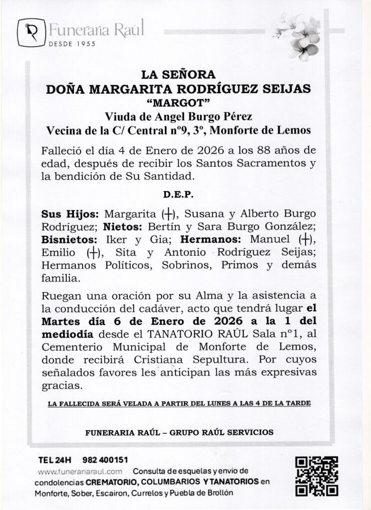 LA SEÑORA DOÑA MARGARITA RODRIGUEZ SEIJAS