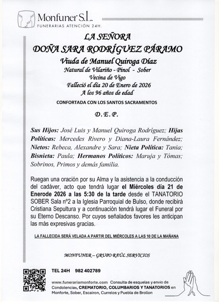 LA SEÑORA DOÑA SARA RODRIGUEZ PARAMO