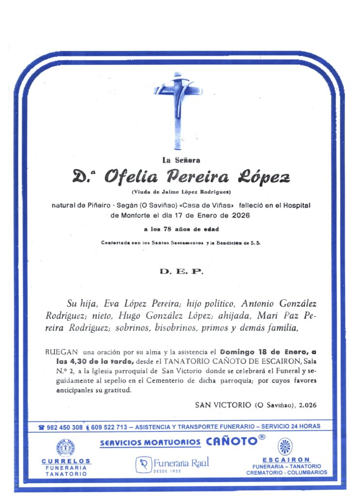 LA SEÑORA DOÑA OFELIA PEREIRA LOPEZ