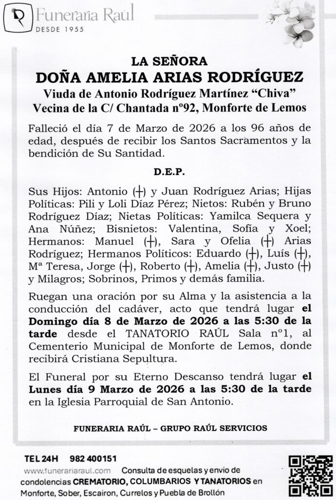 LA SEÑORA DOÑA AMELIA ARIAS RODRÍGUEZ